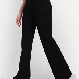 next one Women Flared Black Lycra Blend Trousers image 2