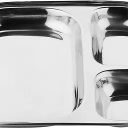 rolimoli Stainless Steel Partition Plate Thali 3 in1 / Bhojan Thali/Dinner Plate Dinner Plate image 4