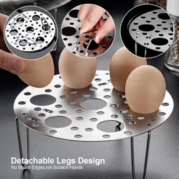 mungat Multipurpose Heatproof Stainless Steel Round Egg Steamer Trivet Insert Rack For Pressure Cooker Pans Egg Cooker image 2