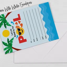 inkdotpot Pack 30 Pool Party Invitations, Birthday Party Invites with Envelopes Kids/Adult Invitation Card image 5