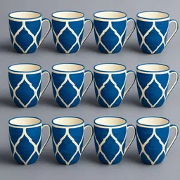 thedecorsden Pack of 12 Ceramic All New Blue Chidi Design Cups (Set Of 12, Blue)-picture-10