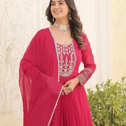 houseofcommon Embroidered Georgette Stitched Flared/A-line Gown image 2