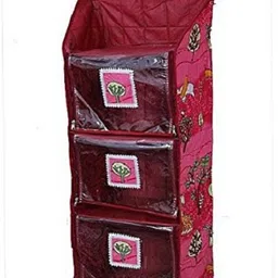 Hanging Baby Almirah Four Cabinet For Kids (Maroon Nitting Print) Regular Organizer-image-30