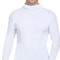 cloflix Men Solid Turtle Neck White Sweater image 1