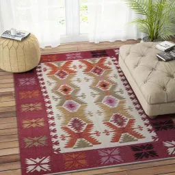 Multicolor Wool Rectangle 4 x 5.11 Feet Dhurrie By Imperial Knots image 1