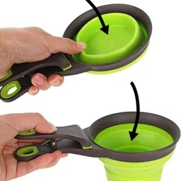foodie puppies 3-in-1 Foldable Collapsible Bowl/Measuring Cup/Spoon & Bag Clip, 237ml-Pack of 2 Silicone Pet Bowl & Bottle image 4