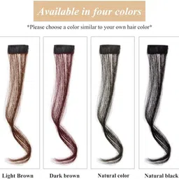 d-divine Natural Long Wavy Curly 3D Air Bangs Clip in Extensions Hair Extension image 3