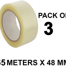 dfix Transparent Tape (Pack of 3) 2" inch x 65 Meter Length Self Adhesive Tape Dispenser Self Adhesive Tape (Manual) image 2