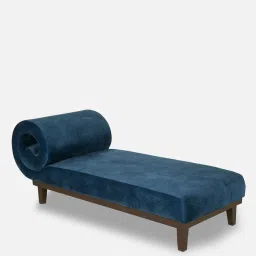 casacraft from pepperfry Lisa Velvet Chaise Lounger in Blue Colour image 1