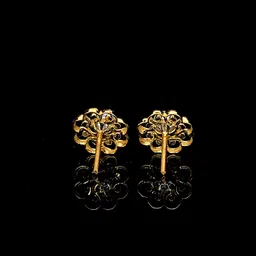 NJ Arts The Pearl Fleur Studs Yellow Gold 14kt Swarovski Stud Earring image 4