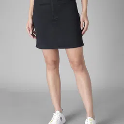 kotty Women Solid Regular Black Skirt image 1