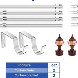 gloxy Maroon, Pink Curtain Knobs, Curtain Rods, Rod Rail Bracket Metal image 3