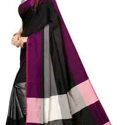 vj fashion Solid/Plain Bollywood Cotton Silk Saree image 3