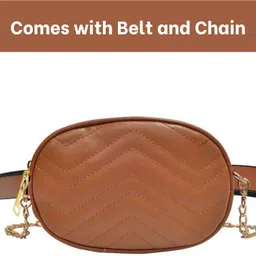 PMoon Paper Moon Two way quilted faux leather waist bag with belt and sling chain Waist Bag image 4