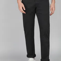 peter england Men Regular Fit Black Cotton Blend Trousers-picture-12