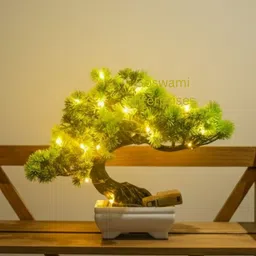 dodecroo LED Artificial Green Tree for Home and Decor | Potted Fake Plants with Pot Bonsai Artificial Plant with Pot image 4