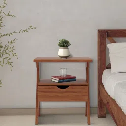 mintwud from pepperfry Malak Bedside Table in Walnut Finish with Drawer image 1