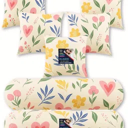 villagers Microfibre Bolster Pack of 7 Floral 5 Cushion and 2 Bolster-picture-46