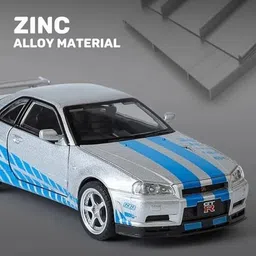 bestie toys 1:32 Nissan GTR Skyline Toy Car Diecast Metal Pullback Toy car with Openable 4Do image 4