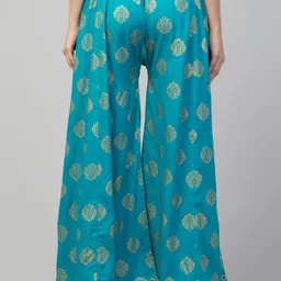 fambee Women Flared Green Viscose Rayon Trousers image 2