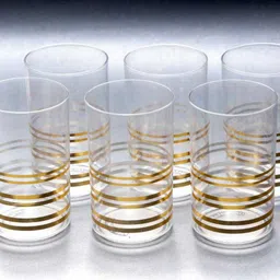 finner (Pack of 6) Gold bodar Clear Transparent Water & Juice Glasses plastic Glass (300ml) Glass Set Water/Juice Glass-picture-41