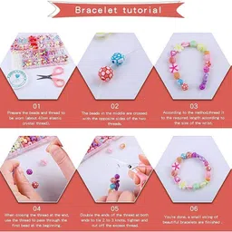 adoere DIY Kids Jewellery & Accessories Kit with Beads, String, Scissors & Hooks image 2
