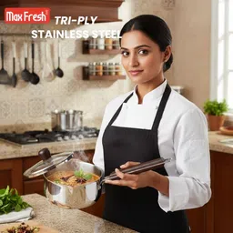 Maxfresh Triply Sauce Pan with Glass Lid 20CM Sauce Pan 16 cm diameter with Lid 1.5 L capacity image 5