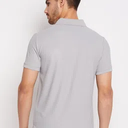 riss Men Solid Polo Neck Cotton Blend Grey T-Shirt image 2