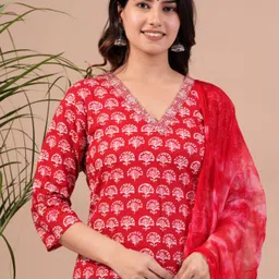 glider girl Women Pure Cotton Kurta Patiala Dupatta Set image 4