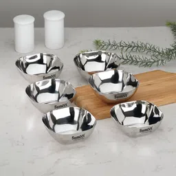 sumeet Stainless Steel Dessert Bowl Heavy Gauge Stainless Steel Apple Square Bowl / Wati with Mirror Finish-8cm-picture-21