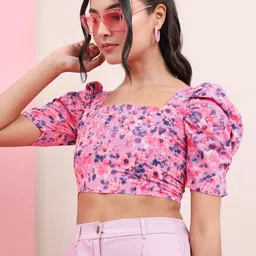 tokyo talkies Casual Puff Sleeves Printed Women Multicolor Top image 4