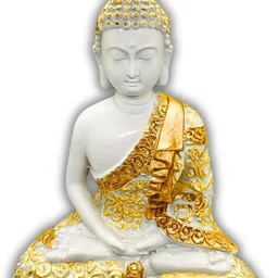 Meditating Buddha Idol Peaceful Monk Statue for Home Décor Meditation Space Decorative Showpiece - 17.78 cm-image-4