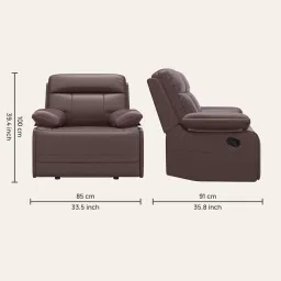 godrej interio Indus Leatherette 1 Seater Recliner In Burgandy Colour image 2