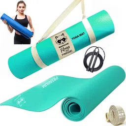 mapache Premium Series-Eva Yoga Mat for Yoga Exercises,(4mm-6mm),Color Aqua Green 4 mm Yoga Mat-picture-32