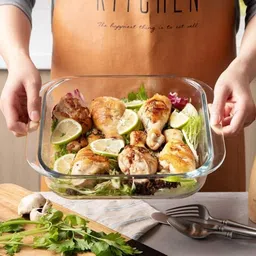 asgvo Glass Serving Bowl 1100ML Glass-Vegetable Bowl-Borosilicate Glass Square Baking Dish Microwave image 3