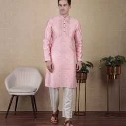 koshin Men Embellished, Embroidered Jacquard Straight Kurta-picture-12