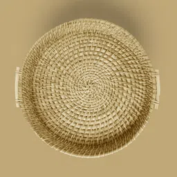 das departmental store Handwoven Natural Rattan Wicker Serving Tray, Round, 30 cm Diameter Tray Serving Set image 3