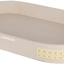 HOMIVA Small Oval Leatherette (Beige) Tray Serving Set-picture-24
