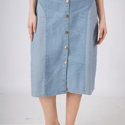 aksha creation Women Solid A-line Blue Skirt image 3