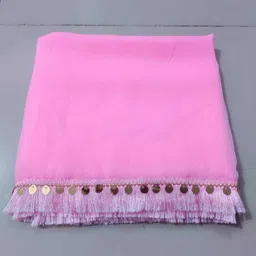vasudev enterprise Chiffon Solid Pink Women Dupatta image 1