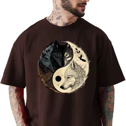 hadar Men Graphic Print Round Neck Cotton Blend Brown T-Shirt-picture-18