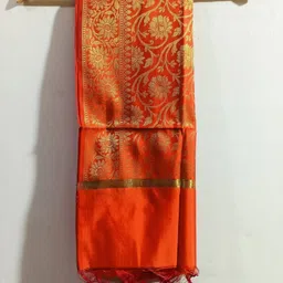 sdvarshafashion Art Silk Embellished Orange Women Dupatta image 1