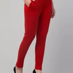 diamond ruby Women Regular Fit Red Wool Trousers image 5