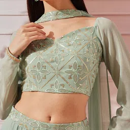 indo street Solid Stitched Lehenga & Crop Top image 2