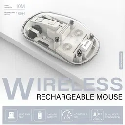 Dezful Transparent Wireless and Bluetooth Rechargeable Mouse Wireless OpticalGaming Mousewith Bluetooth image 5