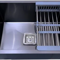 prestige ( 24"x18"x10") HANDMADE MATT FINISH SINGLE BOWL STAINLESS STEEL KITCHEN SINK (BLACK) with Waste Coupling And Drain Basket , Vessel Sink (Black) Vessel Sink-picture-25