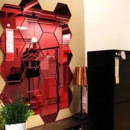art vally Red Hexagon 3D Acrylic Mirror Wall Sticker Self Adhesive Sticker Pack of 20-picture-36