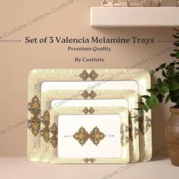 castleite Valencia Beyla Melamine Serving Medley with Handles for Home or Cafe, Tray image 2