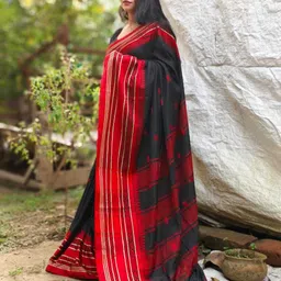 balorampal Striped, Printed Handloom Pure Cotton Saree image 2