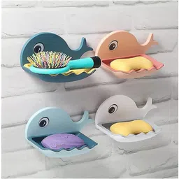 sjk Fish Shape Cute Adhesive Waterproof Wall Mounted Soap Dish(PACK OF 4) 1.170-picture-36
